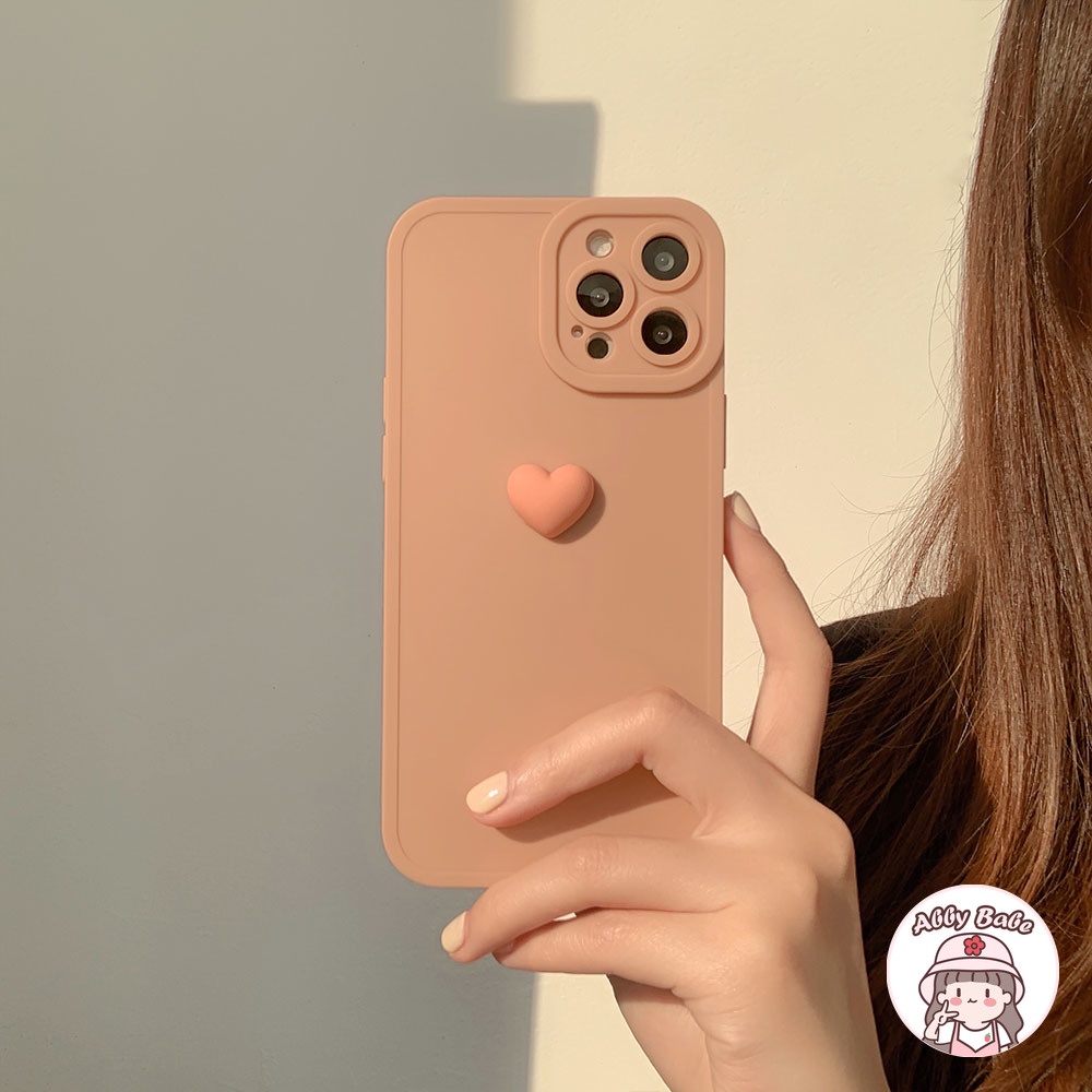 Ốp Điện Thoại TPU Mềm Chống Sốc Hình Trái Tim 3D Bảo Vệ Ống Kính Máy Ảnh Cho IP 13 12 11 Pro Max X XS XR 8 7 Plus