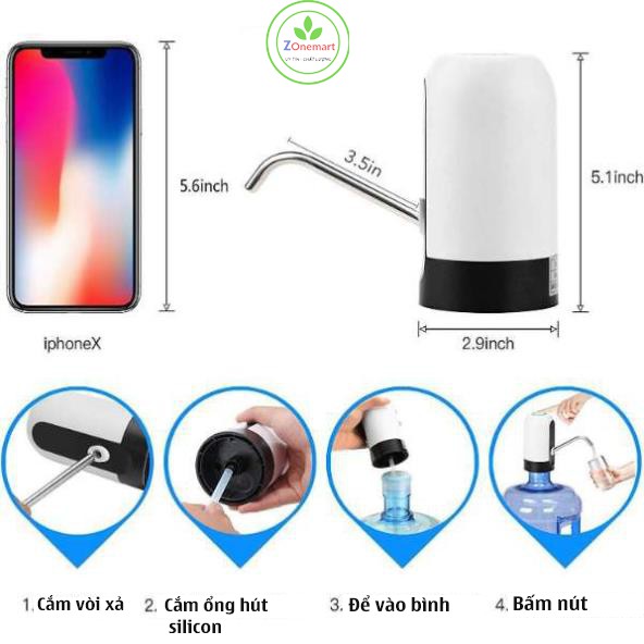 Vòi bơm nước tự động hút rượu sạc điện cổng USB mini - B050 có ống hút 40cm