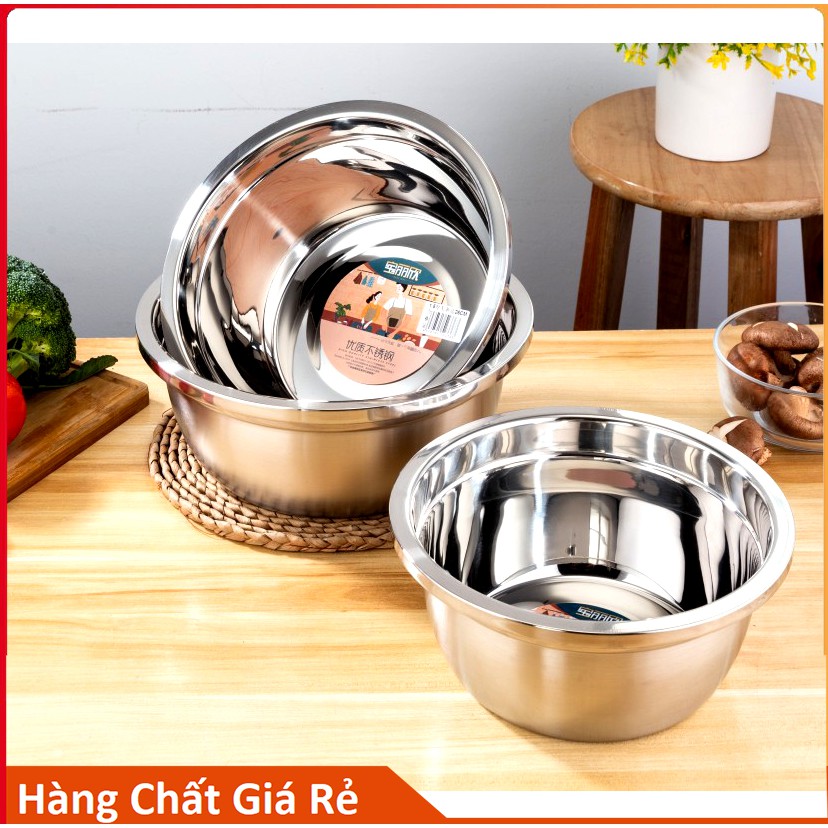 Bộ 2 Thau Inox Đánh Trứng, Trộn Bột Đáy Sâu Cao Cấp, Chất Lượng Loại 1 Size 20cm và 28cm [1 Lớn 1 Nhỏ Tiện Lợi]