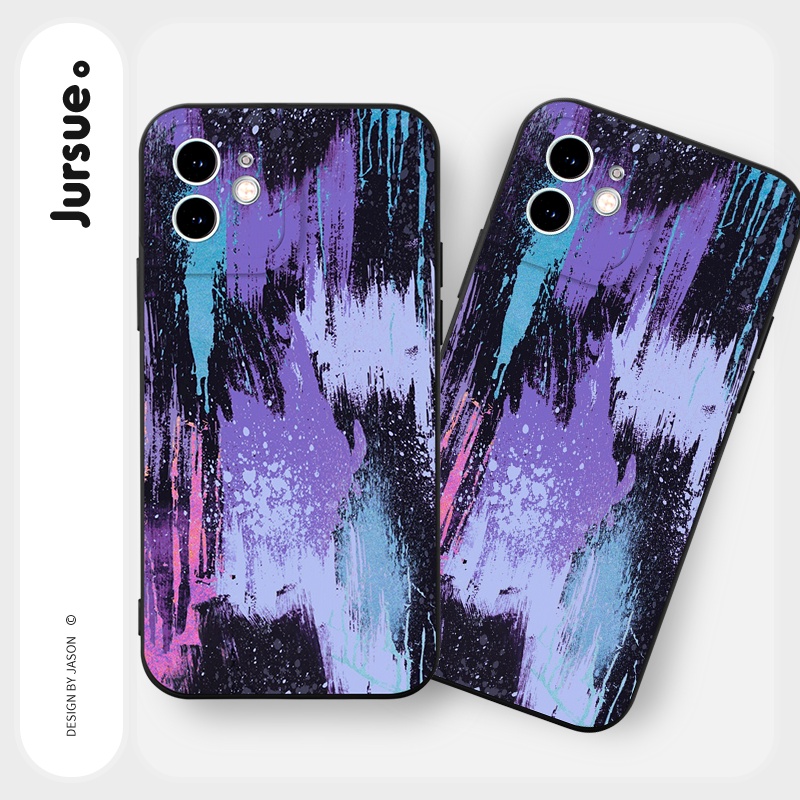 Ốp lưng JURSUE mềm chống bẩn hình độc lạ đen Cho iPhone 14 13 12 11 Pro Max SE 2020 X XR XS 8 7 ip 6S 6 Plus Y2324