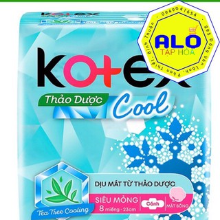 Băng vệ sinh Kotex thảo dược cool siêu mỏng cánh 8 miếng-Alotaphoa