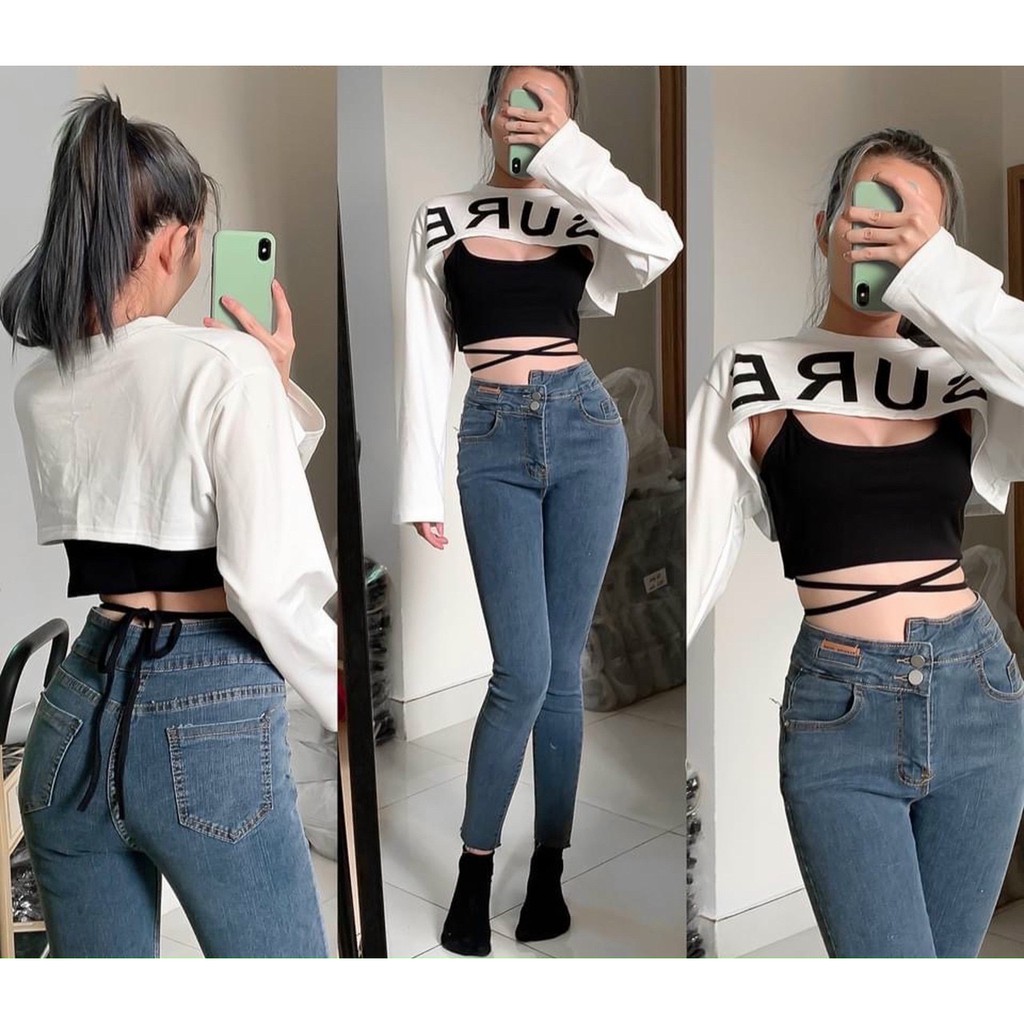 Set áo croptop in chữ chất cotton mềm mịn, dày dặn y hình