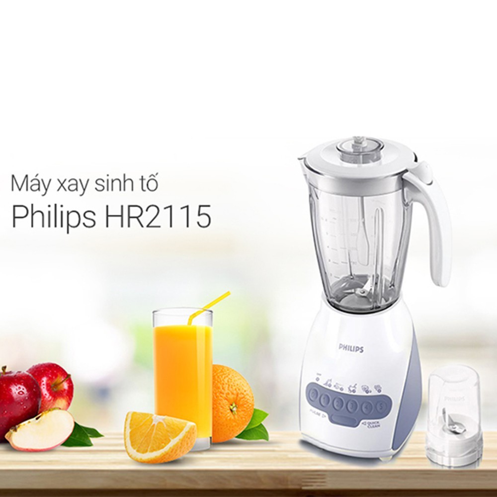 Máy xay sinh tố Philips HR2115 600W 1.5L (Trắng). Hàng chính hãng