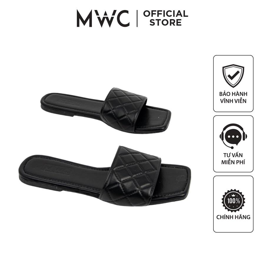 Dép MWC 3377 - Dép Nữ Đế Bệt Mũi Vuông Quai Ngang Basic