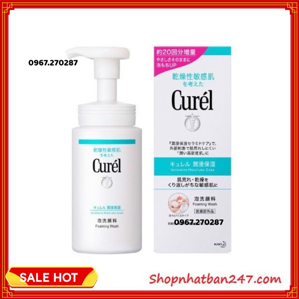 [Giá tốt] Sữa rửa mặt tạo bọt dưỡng ẩm cho da nhạy cảm Curel 150ml - 100% Authentic - Chính hãng