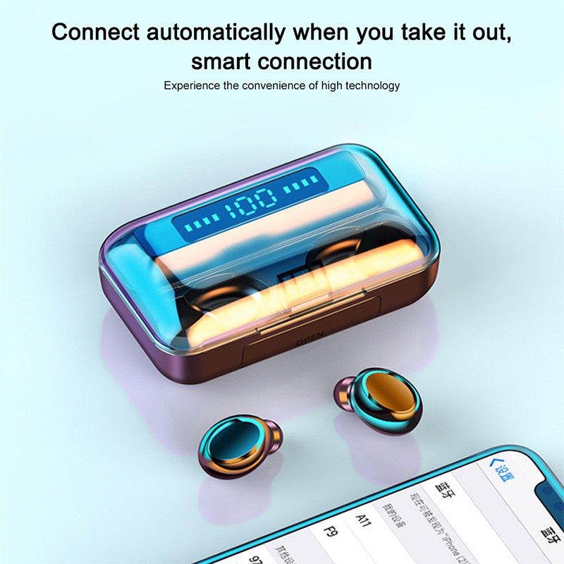 Tai nghe không dây TWS F9 IPX7 Chống Thấm Nước Có Màn Hình Hiển Thị K