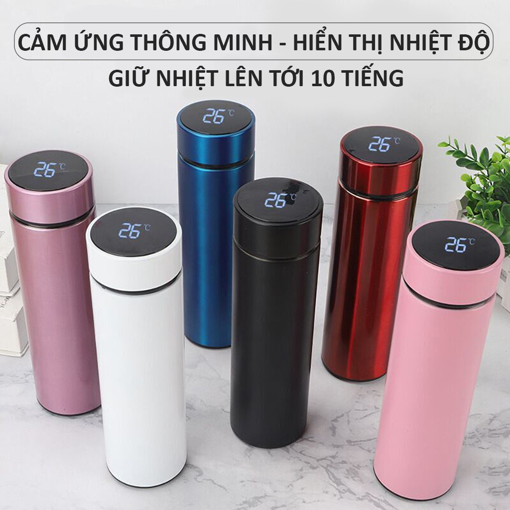 Bình giữ nhiệt 500ml cảm ứng thông minh hiển thị nhiệt độ trên màn hình LED bằng thép không gỉ 304 BGN01