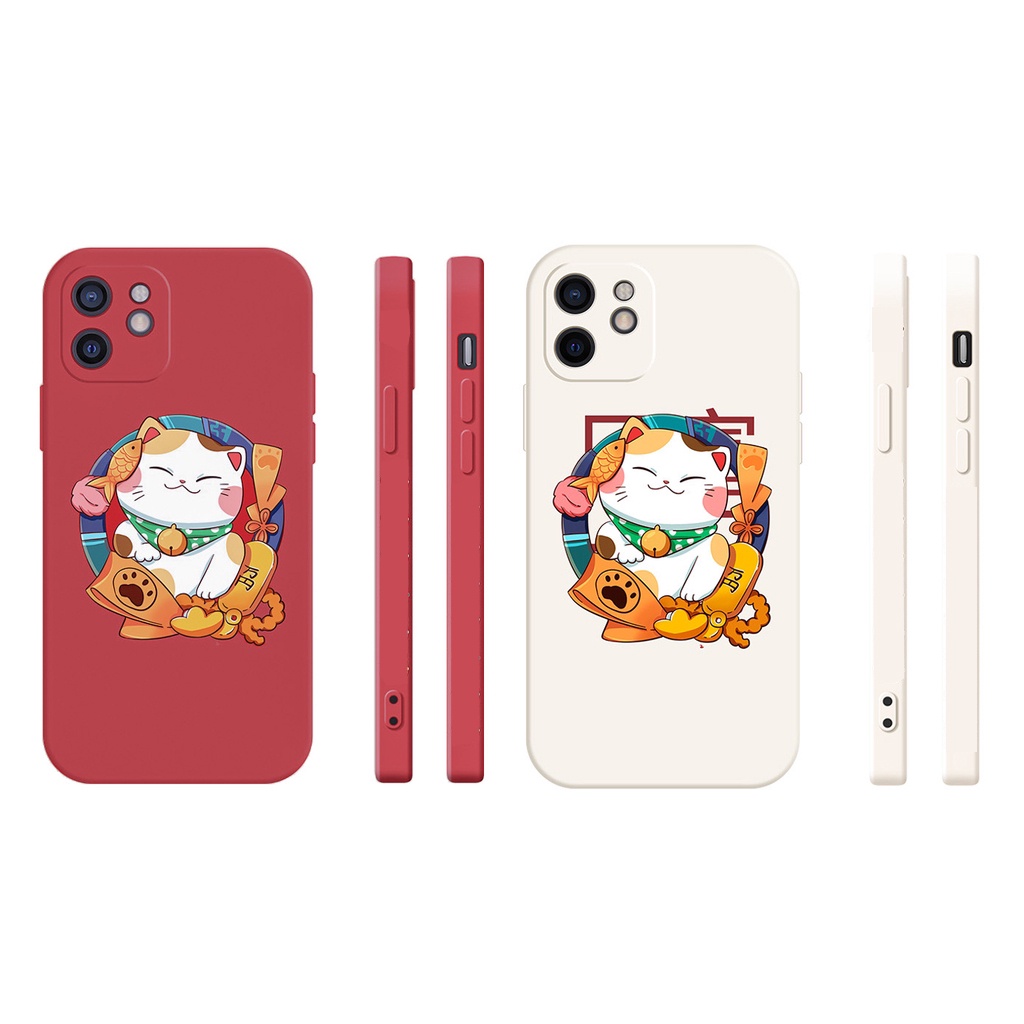 Ốp Lưng Iphone Cạnh Vuông Hình Mèo Lộc, BVC , Iphone5/5s/6/6plus/6s/6splus/7/7plus/8/8plus/x/xr/xs/11/12/pro/ma-sencase