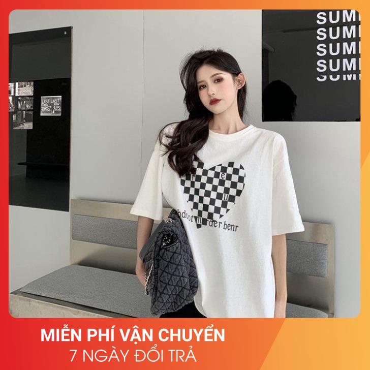 Áo Thun Trái Tim Caro 3158 24AP Nữ [FREESHIP] Phông form rộng tay lỡ vintage, retro đơn giản hssv cá tính Ulzzang