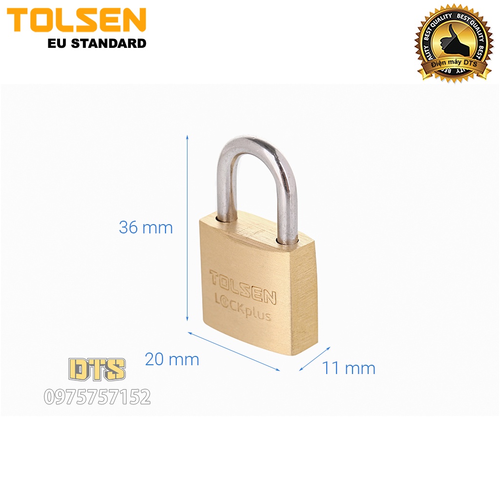 Ổ khoá treo đồng bấm công nghiệp size 20mm TOLSEN, khoá bấm khoá vali siêu cứng chống cắt - Tiêu chuẩn xuất khẩu châu Âu