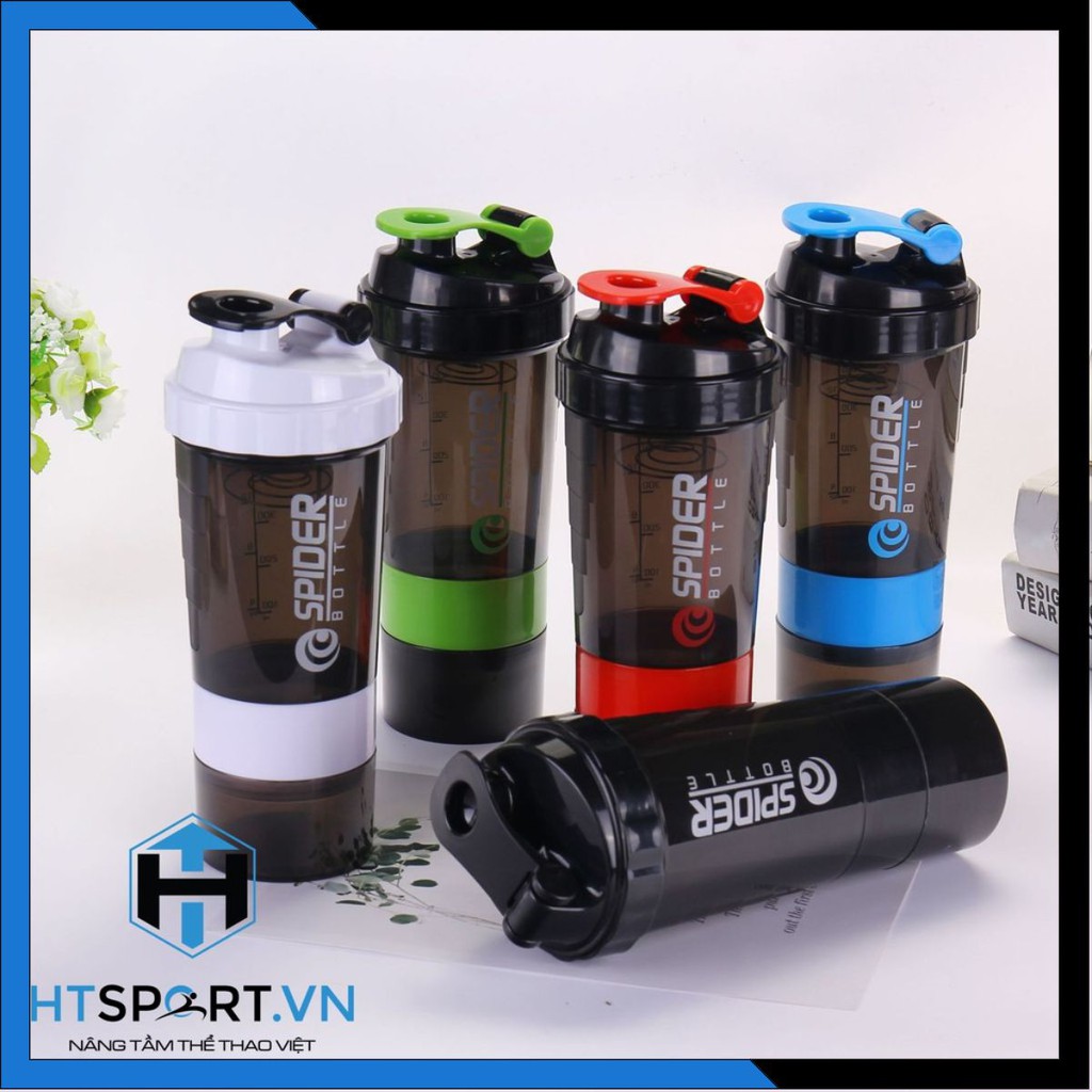 Bình Lắc, Bình Tập Gym Whey Shaker Bình Nước Thể Thao Tập Gym 3 Ngăn Tiện Dụng 500 ML Chính Hãng