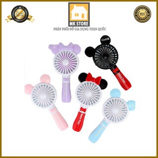 Quạt Tích Điện Cầm Tay Mini Mickey Công Suất 3W Tích Điện Dây Cắm USB Tặng Kèm Dây Cáp Sạc, Tiện Lợi Mang Theo Người