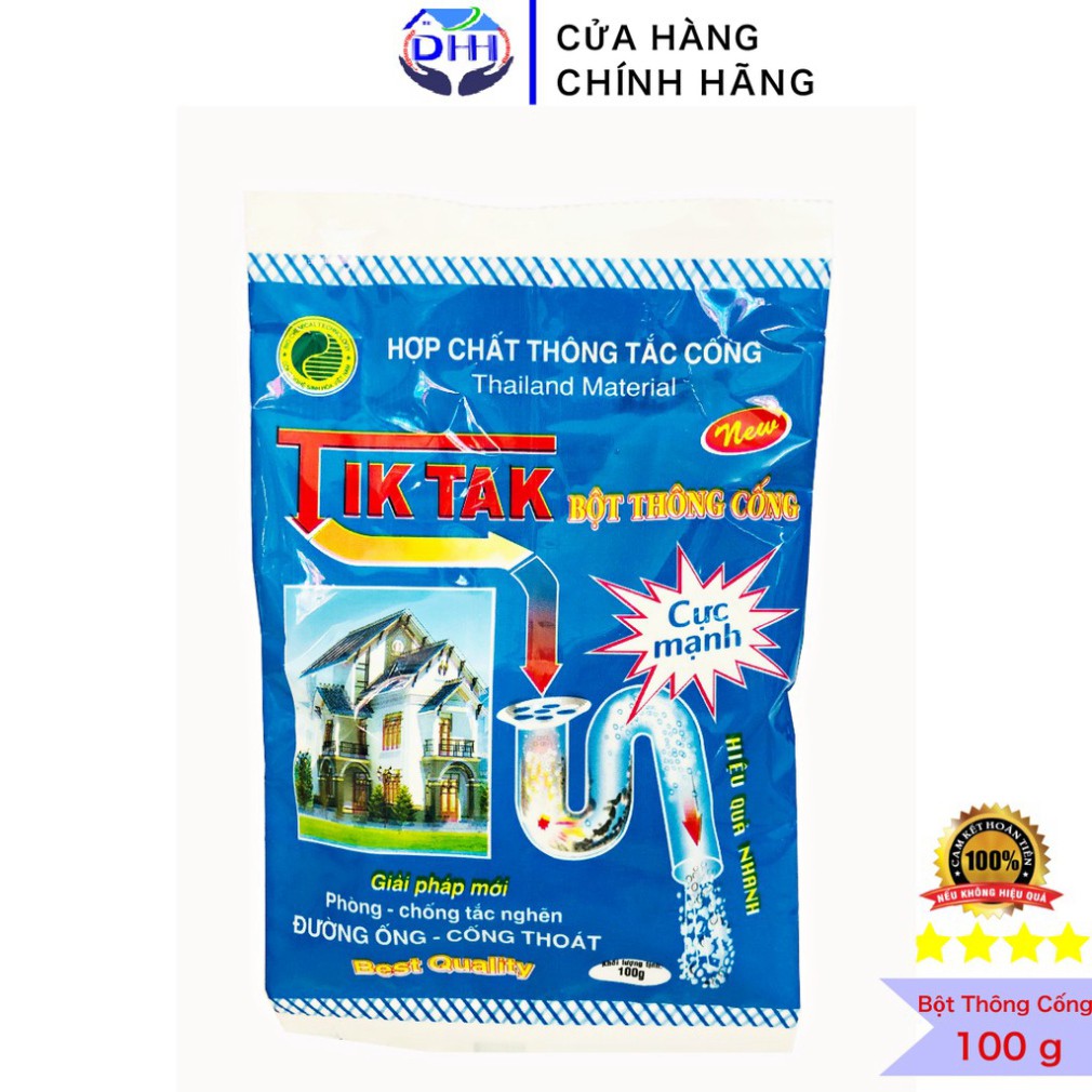 Bột Thông Cống TikTak 100g Cực Mạnh Thông Tắc Nghẽn Bồn Cầu An Toàn - Nhanh Chóng