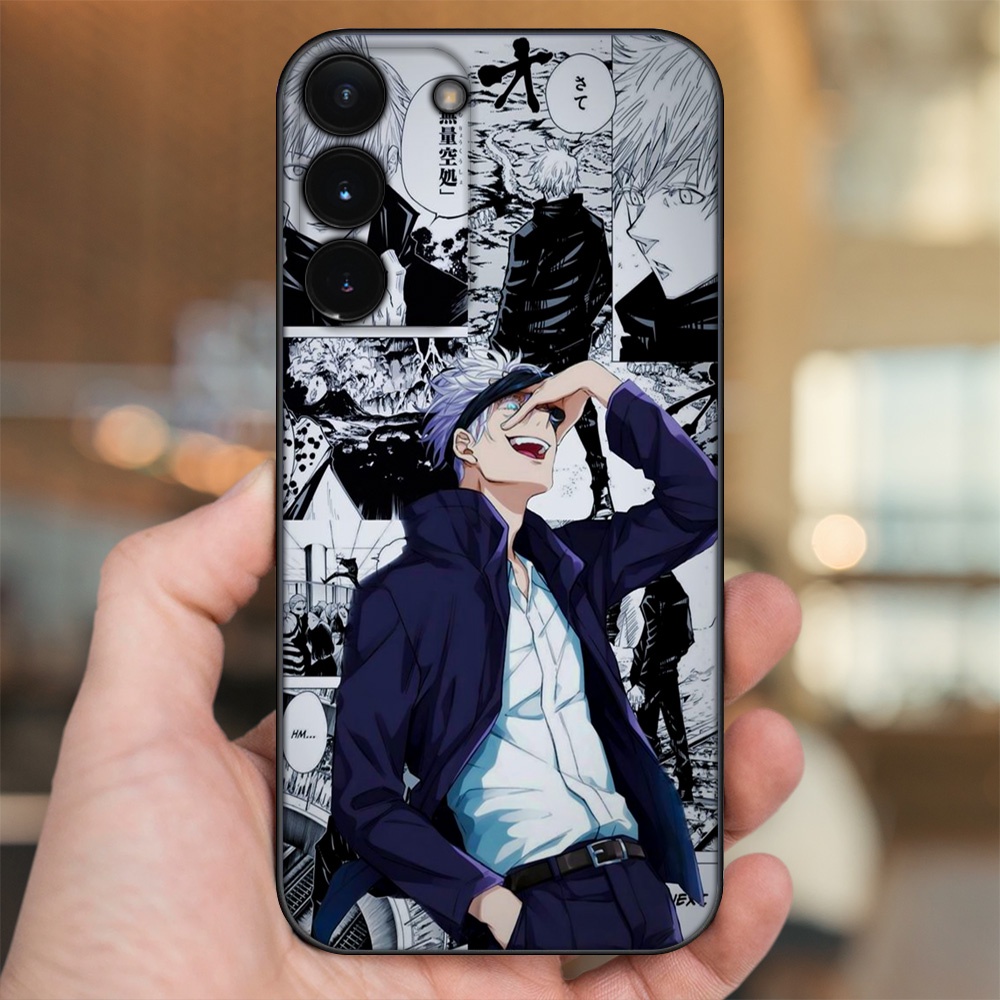 Ốp lưng Samsung S21, S21 Plus, S21 FE, S22, S22 Plus viền đen in hình Satoru Jujutsu Kaisen