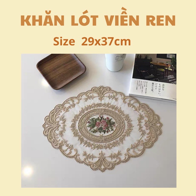 Tấm khăn lót phong cách Châu Âu, khăn lót bàn ren vintage