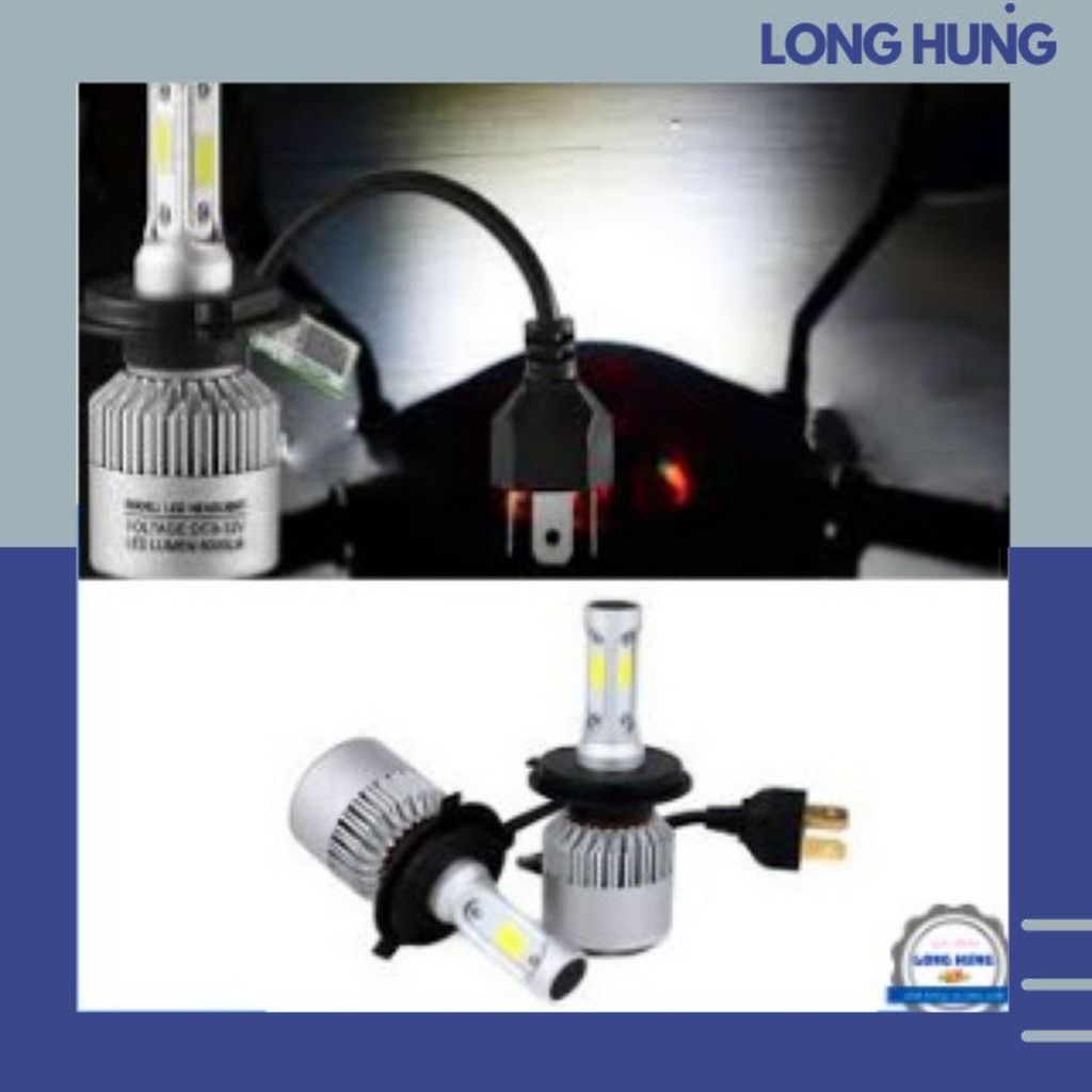 Đèn pha C6 3 tim chân H4, đèn led pha xe máy, ánh sáng cực tốt chuyên lắp các loại xe ga xe số BẢO HÀNH 3 THÁNG-DC63T