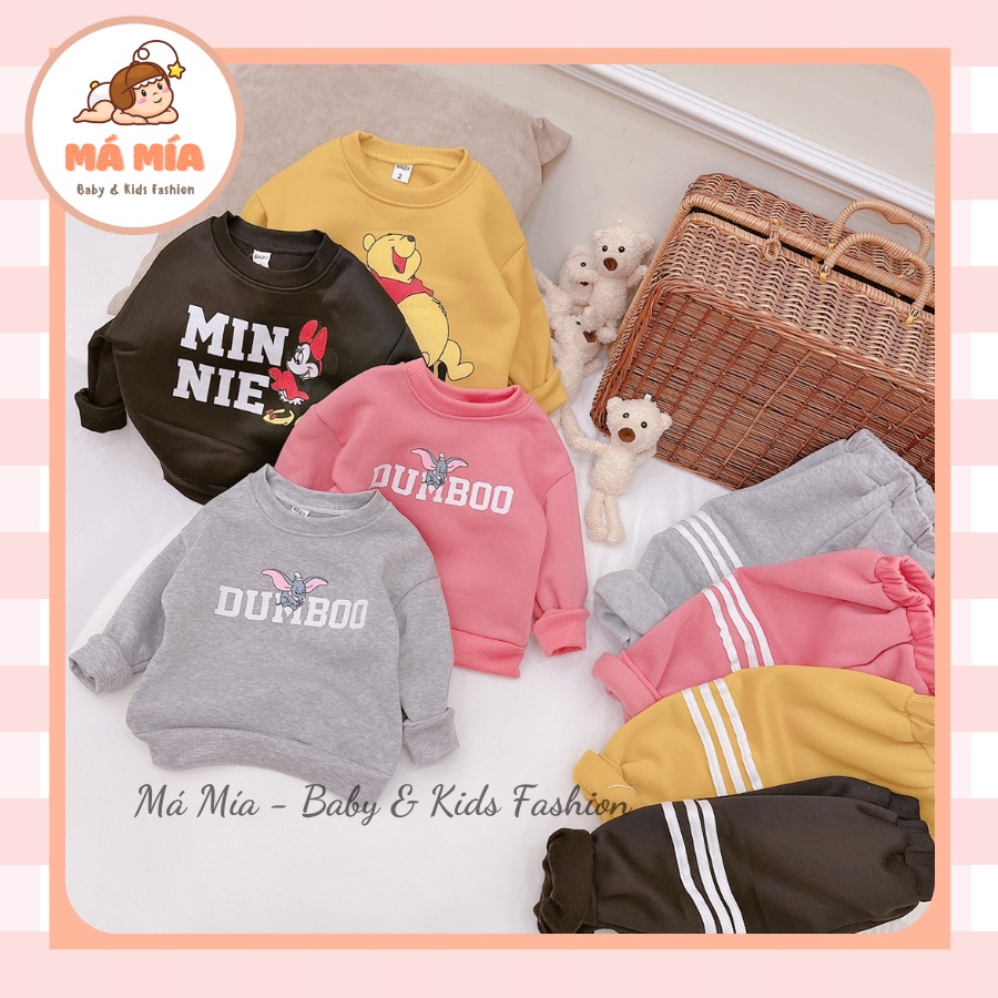 Bộ Nỉ Bông Tàu Cho Bé (8-20kg)- Vải Dày Đẹp (Bảng 4 màu xinh xắn)