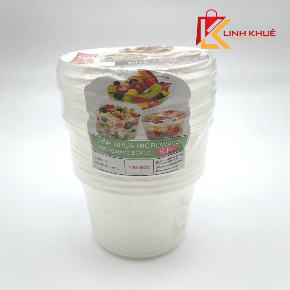 Hộp nhựa tròn 600ml kèm nắp - Hộp Microwave - Sp00010 - Hộp đựng thức ăn - Đồ dùng 1 lần