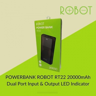Pin Sạc Dự Phòng LED 20000mAh ROBOT RT22, 2 Input Micro/Type C & 2 Output USB