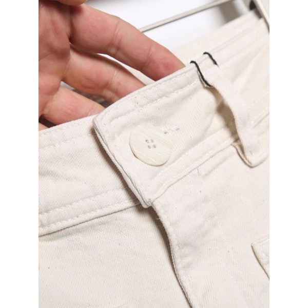 QUẦN JEANS TRẮNG ỐNG SUÔNG 2 TÚI NHỎ PHÍA TRƯỚC