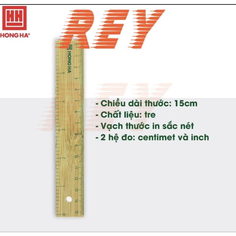 Thước gỗ Hồng Hà 15cm thân thiện môi trường