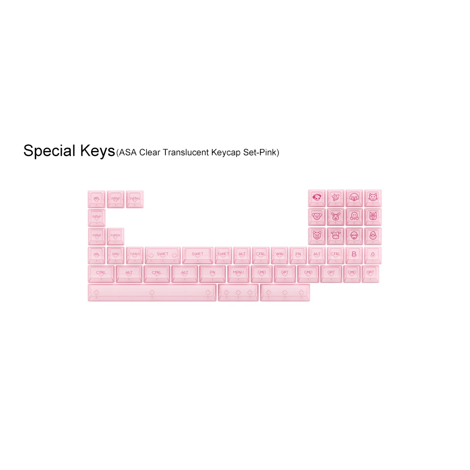 Bộ keycap trong suốt xuyên led AKKO Pink