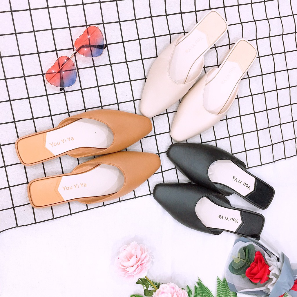 Dép nữ sandal nữ đế bệt kiểu mules hàn quốc đẹp thời trang sành điệu đủ màu đủ size dieuphan