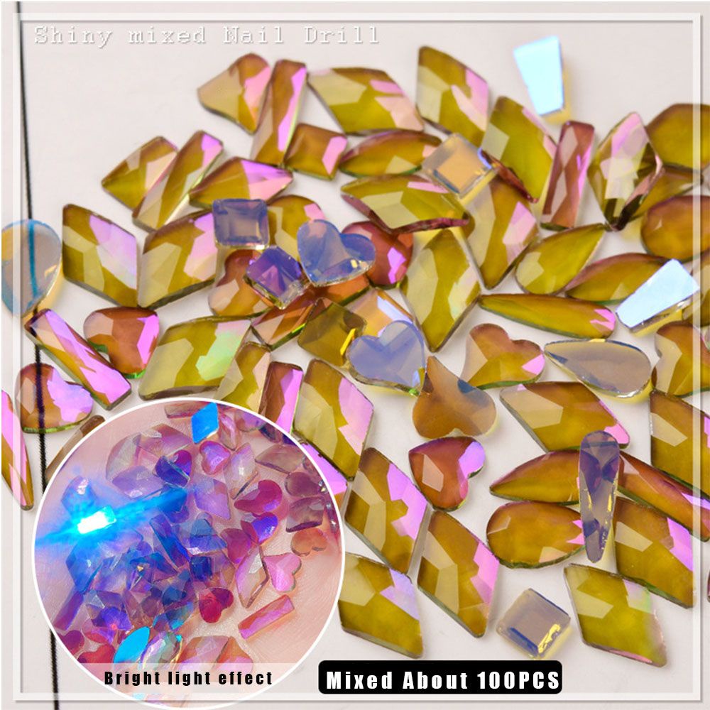 Tương Lai 100 Cái Kim Cương Đầy Màu Sắc|Bộ Móng Tay Giả Cực Quang|Mới Đá Đính Trang Trí Móng Tay 3D