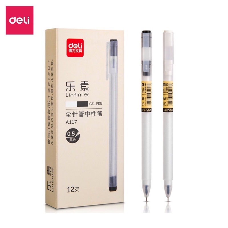 Bút bi nước văn phòng Deli mực gel ngòi 0.5mm mực đều nét chữ đẹp phù hợp viết sổ tay ghi chéo - 1 chiếc
