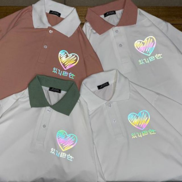 Áo polo Phản Quang 💯% Hình thật tay lỡ Unisex trái tim