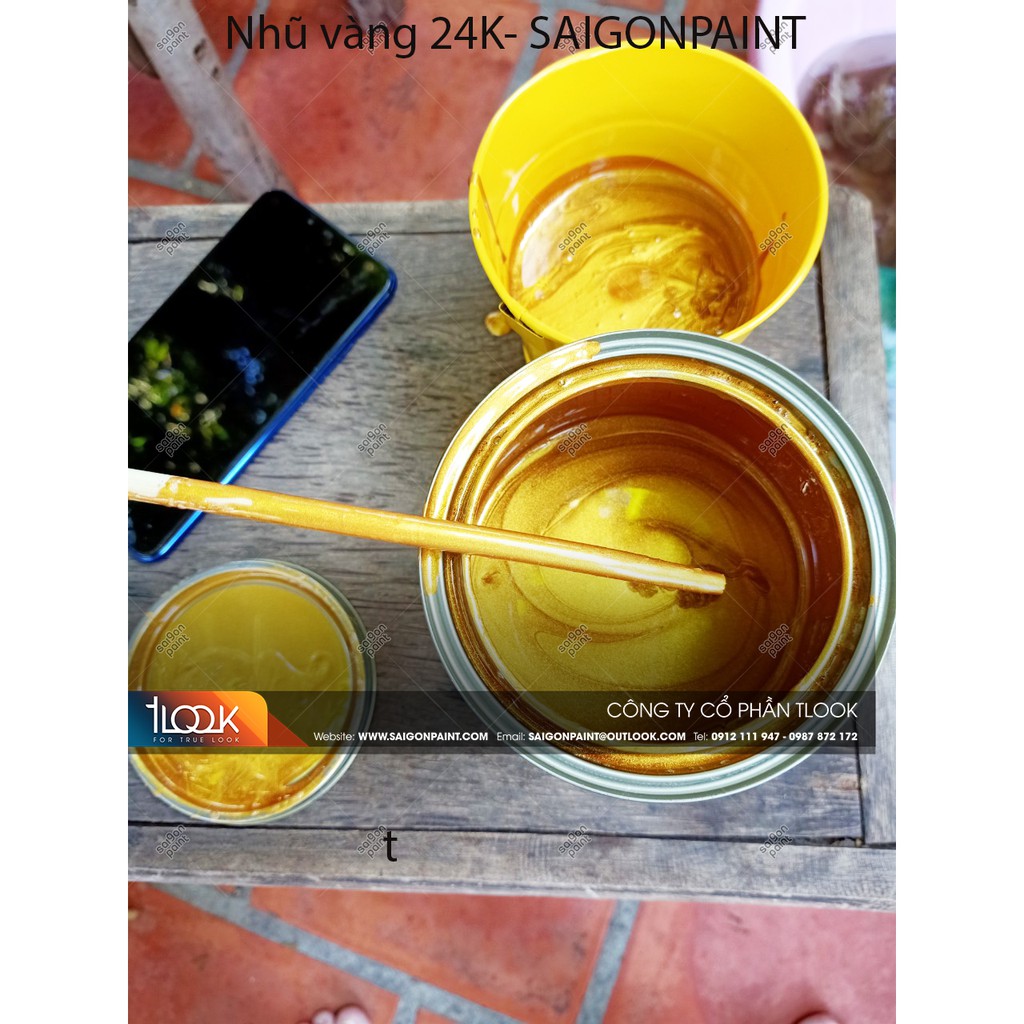 Sơn Nhũ Vàng 24K (Pha Dung Môi) 1KYes Lon 400Gr, 800Gr