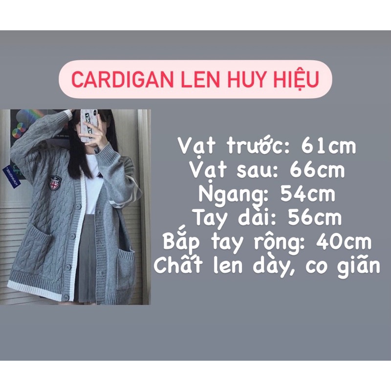 ÁO CARDIGAN LEN HUY HIỆU XÁM  CDG HỌC ĐƯỜNG