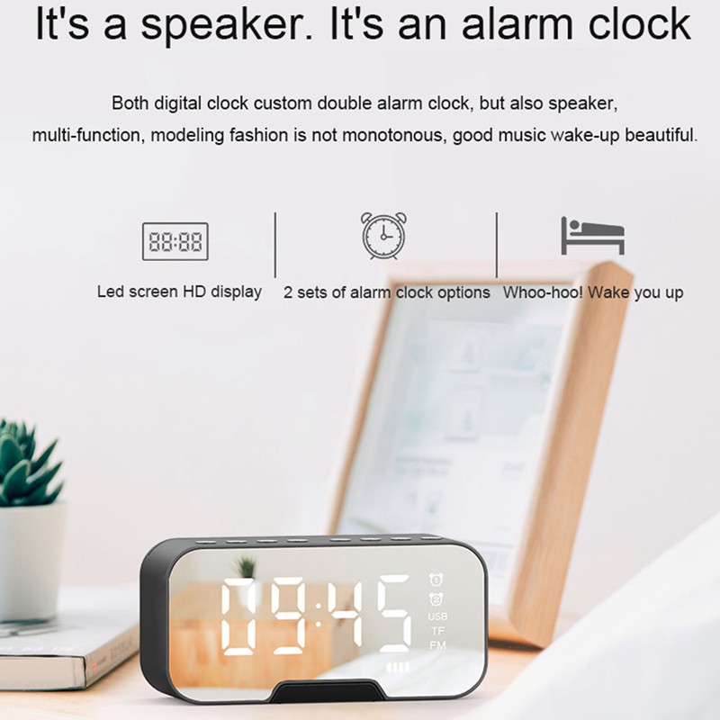 Loa Bluetooth Kỹ Thuật Số Tích Hợp Đồng Hồ Báo Thức Mp3 Fm Radio Có Đèn Led