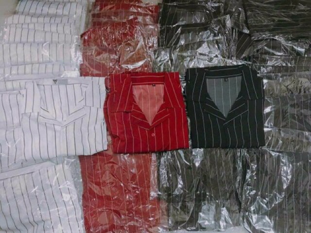 Áo sơ mi kẻ sọc cho nam và nữ (ảnh thật, video thật) đen, đỏ, trắng, hồng đỗ | BigBuy360 - bigbuy360.vn