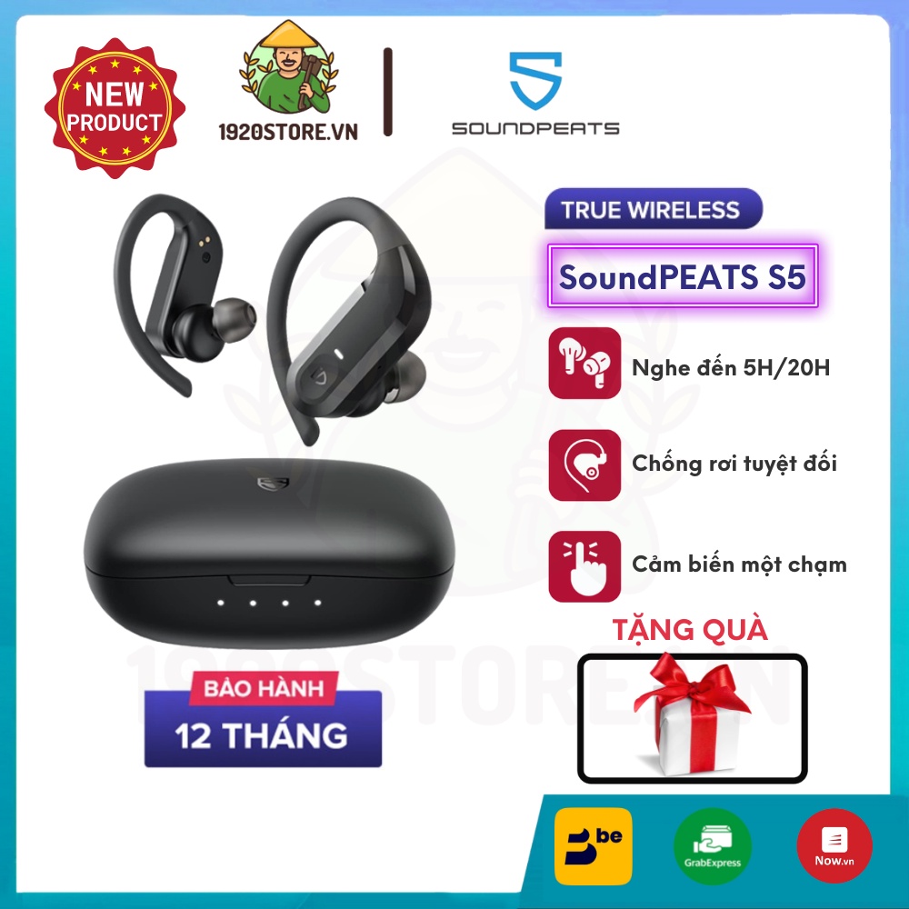 【Giao Hỏa Tốc】Tai Nghe Bluetooth True Wireless SoundPEATS S5 Thể Thao, Kháng Nước IPX7, Pin 20H - Chính Hãng BH 12 Tháng