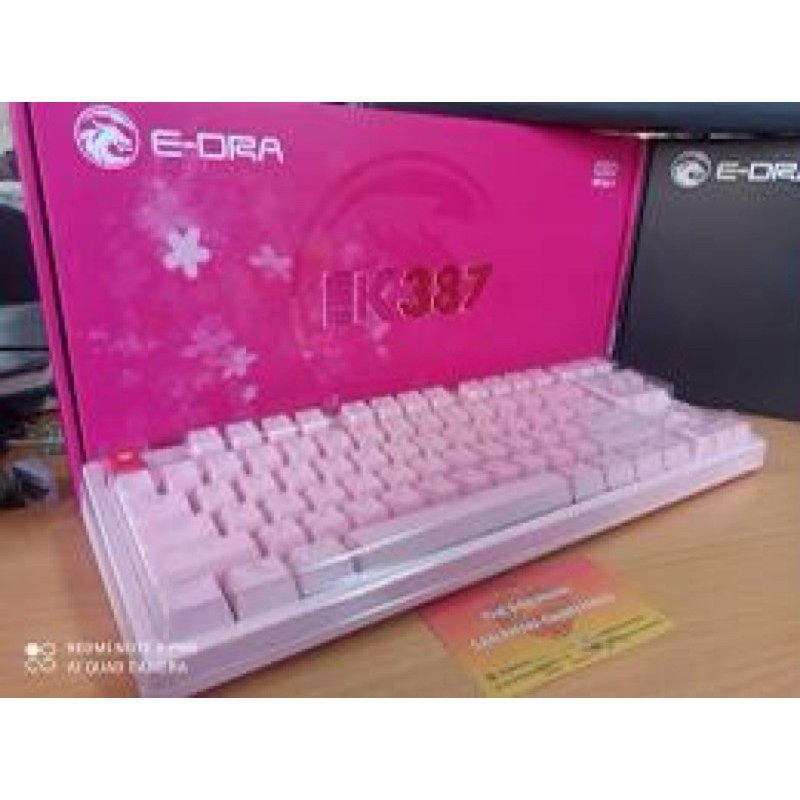 Bàn phím cơ EDRA EK387 Pink Huano switch version 2021 - Phiên bản màu hồng cực cute - Cam kết chính hãng - BH 2 năm