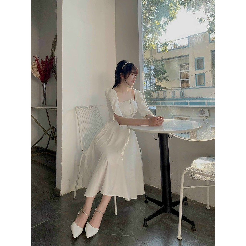 [new] Đầm dự tiệc trắng chụp kỷ yếu mặc dự tiệc dạo phố cực xinh CÓ MÚT NGỰC có lót toàn thân Xẻ Ngực | BigBuy360 - bigbuy360.vn