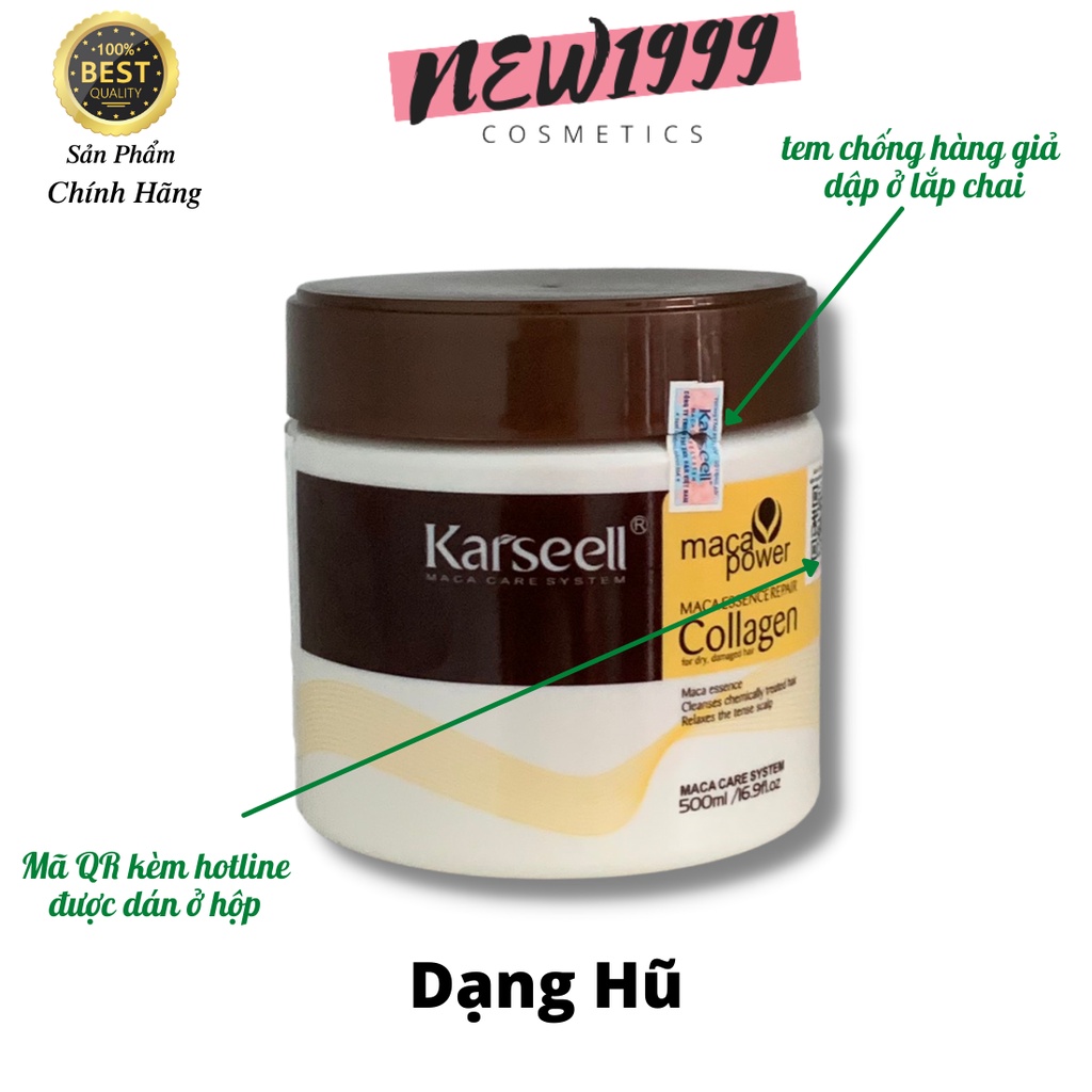 Kem hấp ủ tóc COLLAGEN KARSEELL 500ml chính hãng phục hồi tóc hư tổn khô sơ chẻ ngọn new1999