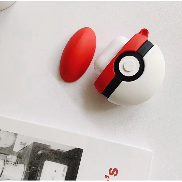 Vỏ bảo vệ hộp sạc tai nghe Airpods chất liệu silicon mềm chống rơi hình quả cầu Pokemon