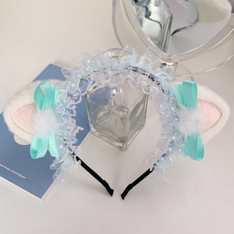 Băng Đô Nơ Tai Mèo Bông Chấm Bi Phong Cách Lolita Hàn Quốc Ngọt Ngào Hóa Trang
