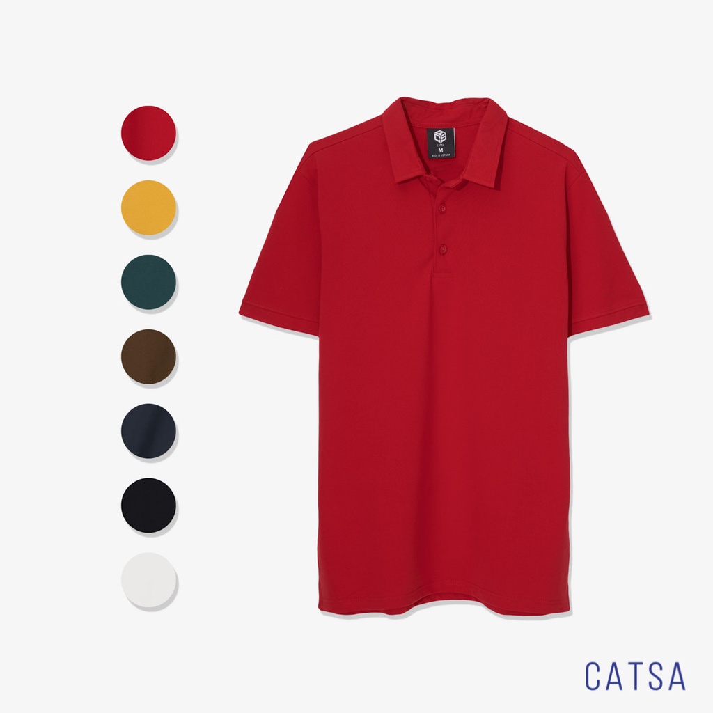Áo thun polo đen,trắng,đỏ,vàng,nâu,xanh đen CATSA 100% cotton thoáng mát, thấm hút mồ hôi ATP205-208-211-215-213-219