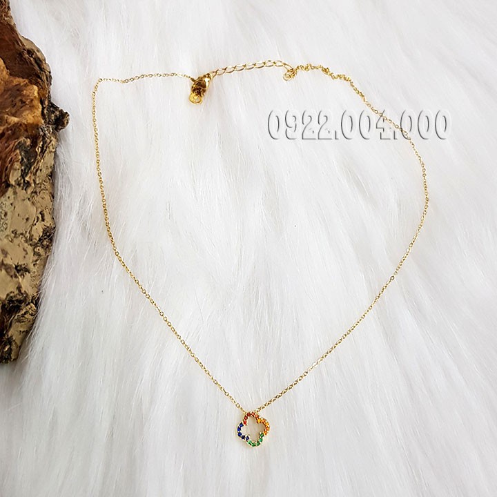 Dây chuyền nữ mặt bông eo vy đính đá 4 màu DZ1479.