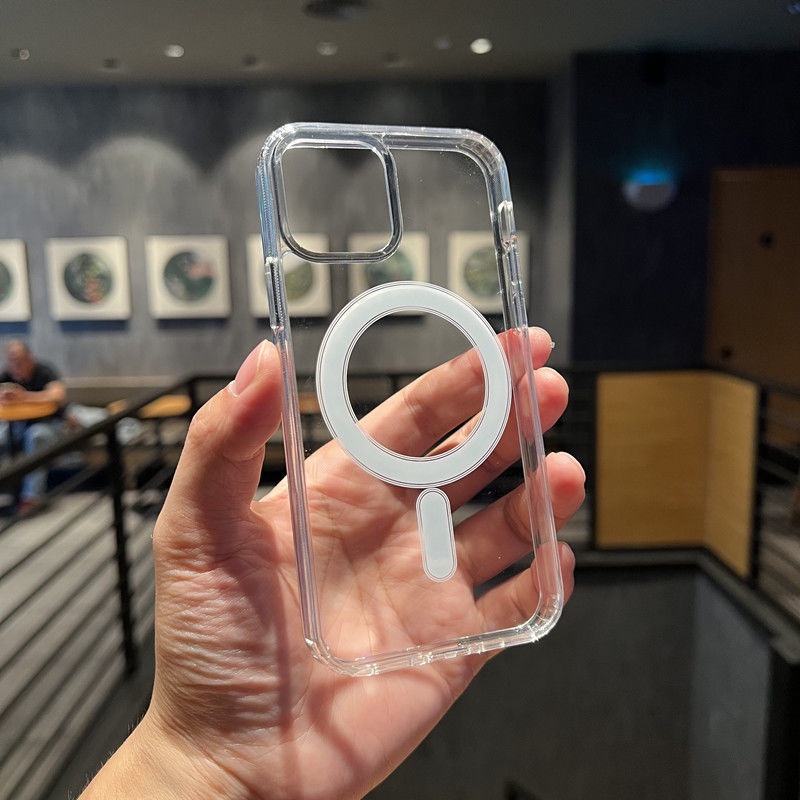 Ốp điện thoại hỗ trợ sạc từ tính iphone 15 pro max/15 pro/14 pro/14 pro max/12pro max/13 pro max trong suốt khoe màu máy