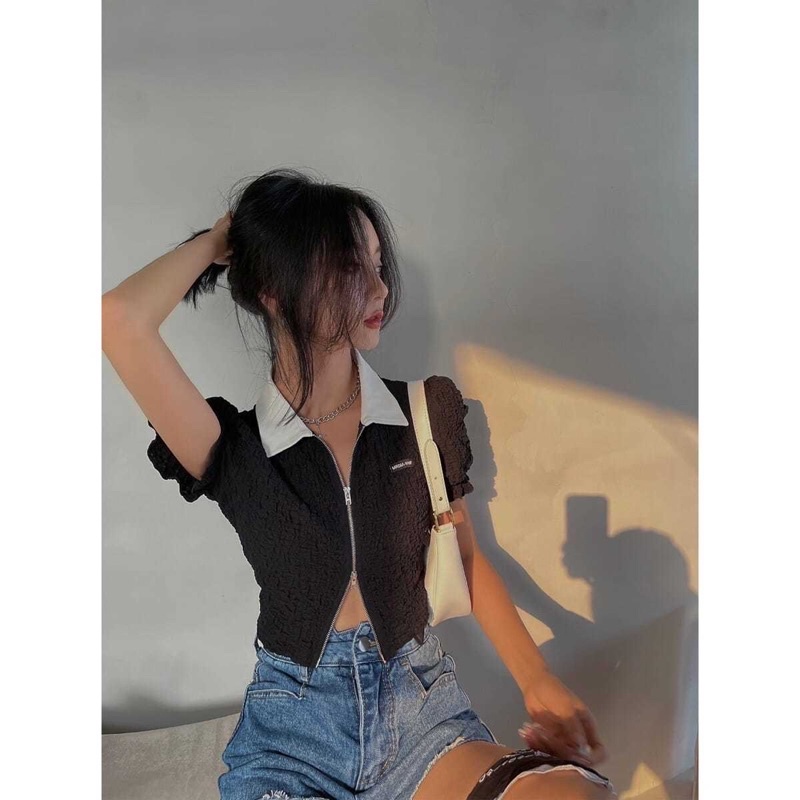 Freeship áo crotop khoá ngực sexy siêu xinh