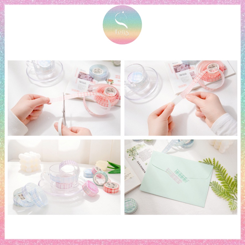 HOTIS] Washi cuộn caro tape màu pastel tinh tế - Dài 3m