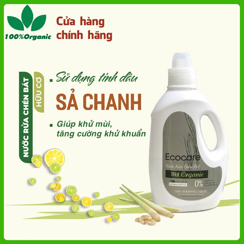 Nước rửa chén Ecocare hữu cơ bồ hòn với tinh dầu thiên nhiên, Can 4 Lít