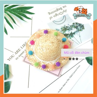 Mũ Cối (Nón Cối) Nơ và Đèn Chùm cho Chó Mèo Thú Cưng