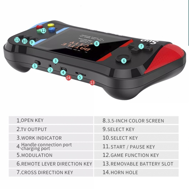 Máy Chơi Game Cầm Tay Blueow X7M Cổ Điển Mini 500 Trò Chơi Hỗ Trợ TV Và Hai Người Chơi Cho Trẻ Em