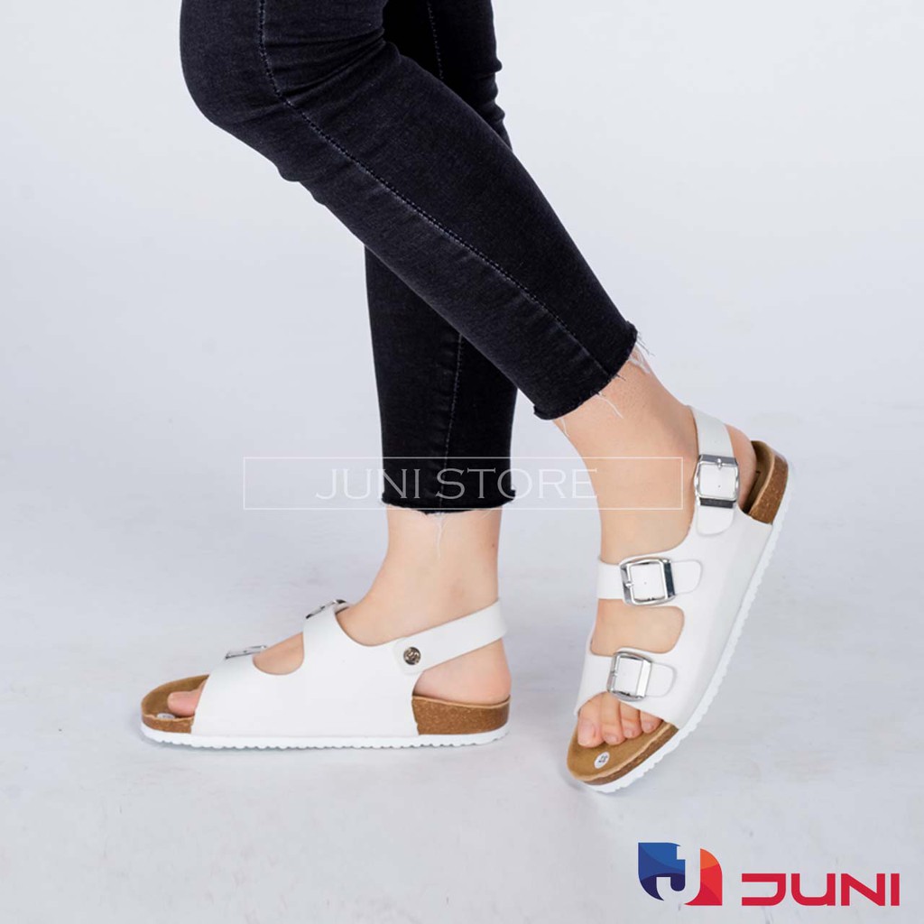 [DA PU-CHỐNG NƯỚC] PU02- Dép sandal Unisex quai hậu ngang da PU, đế trấu Bioline - Xuất khẩu châu Âu - Juni Store