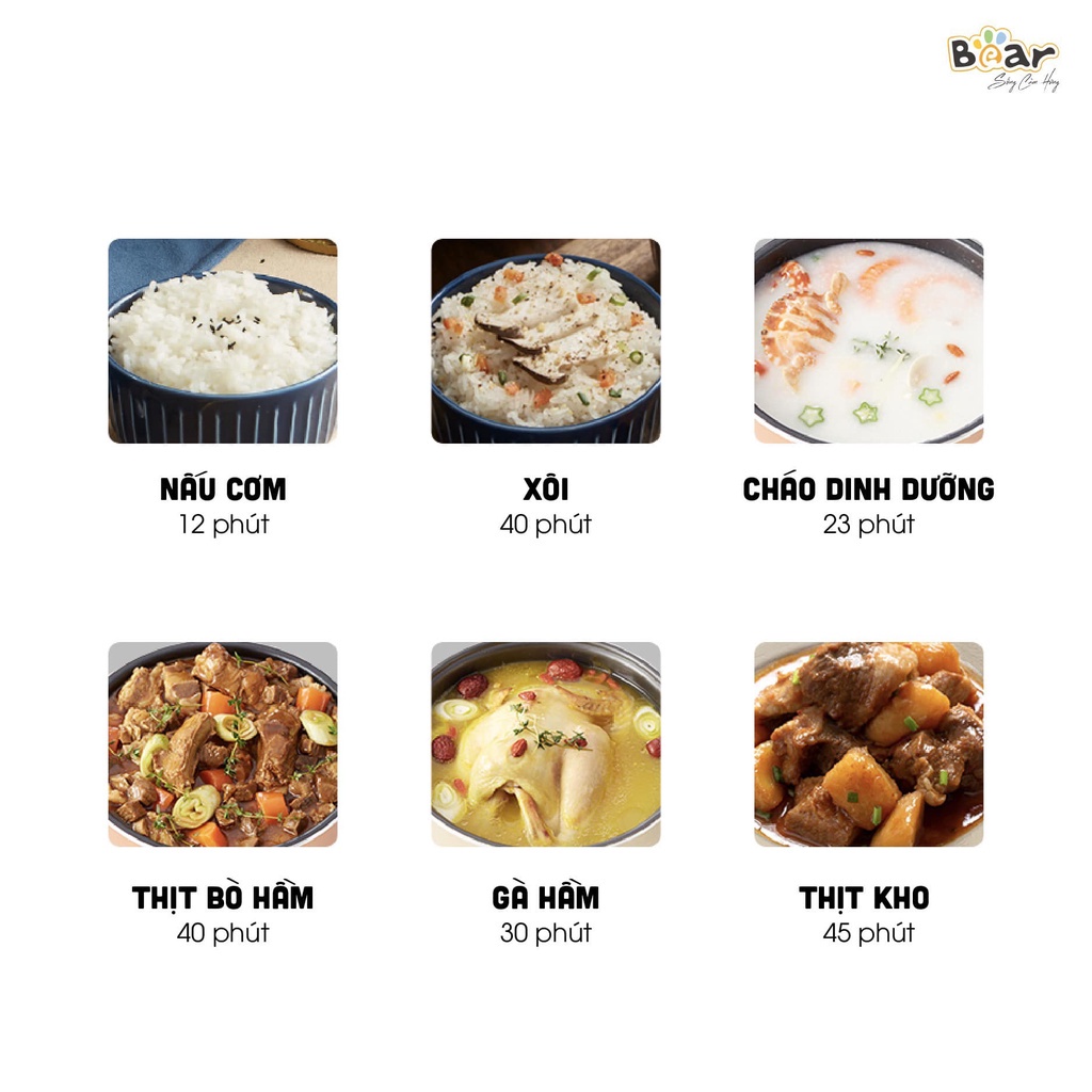 Nồi áp suất điện , nồi cơm, hầm cháo đa năng dung tích 5L Bear YLB-A50M1